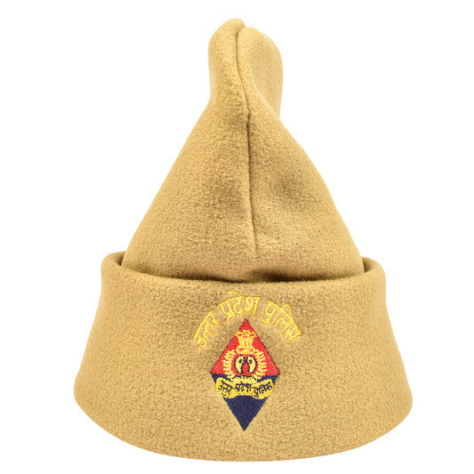 Staying Warm in Style: Khaki Winter Cap with UP Police Logo