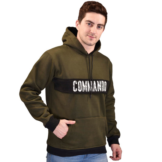 COMMANDO Hoodie Olive Green Army Military Defence