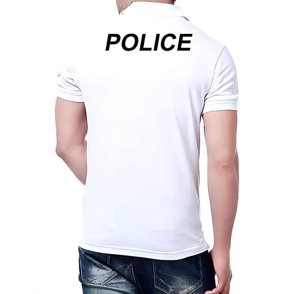 UP Police Logo Casual White Cotton Collar Polo T-shirt Half Sleeves Trendy Uttar Pradesh