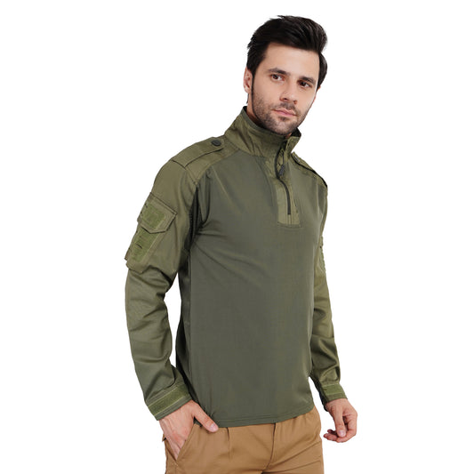 Tactical Full-Sleeve T-Shirt – Olive Green, Durable and Comfortable.