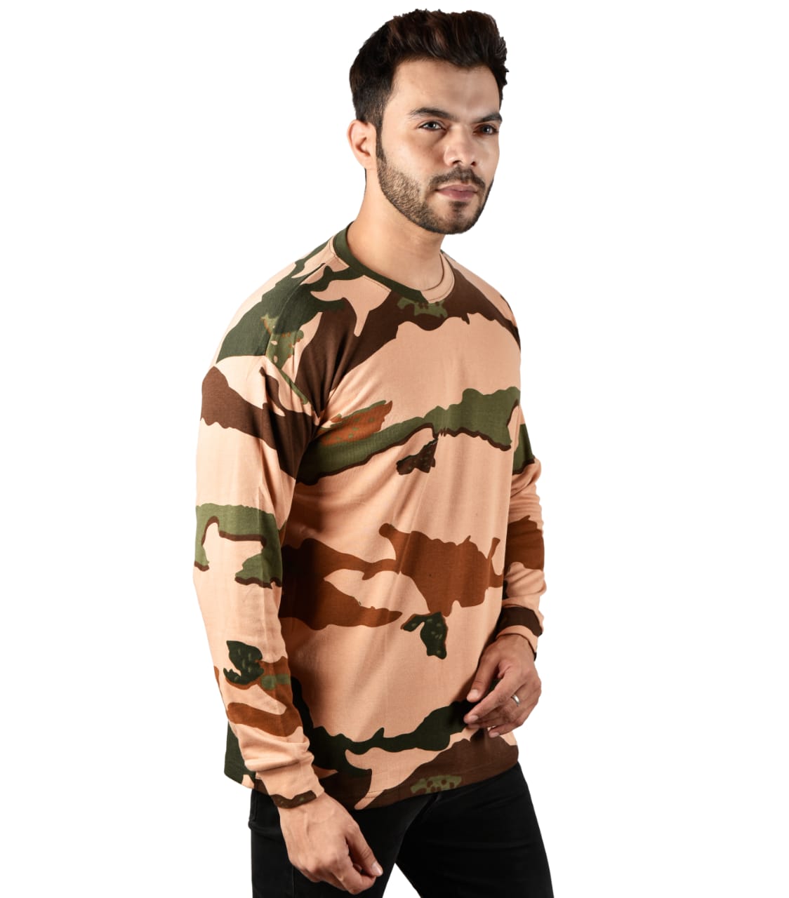 ITBP Unisex Camouflage Round Neck T Shirt Full Sleeve Army Military Defence
